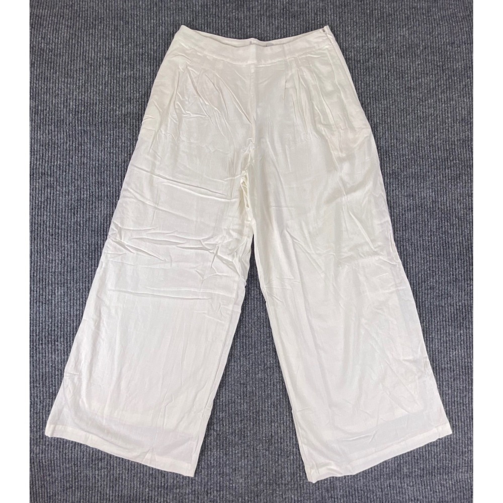 Petal & Pup Devlin Linen Wide Leg Pants Womens Size Medium Ivory Pleated Coastal